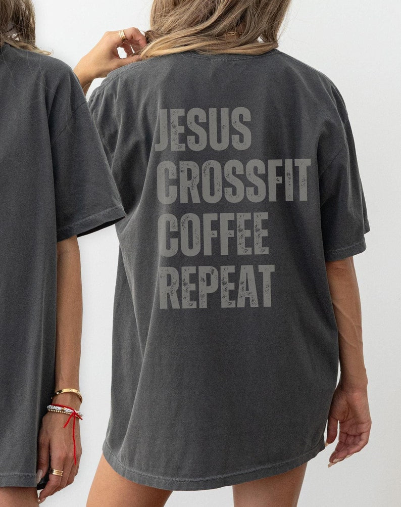 Christian Gym Shirt, Back Print Jesus Crossfit Streetwear Tshirt,
Christian Men Faith Apparel Gift, Trendy Oversized Workout Gym Girl Shirt