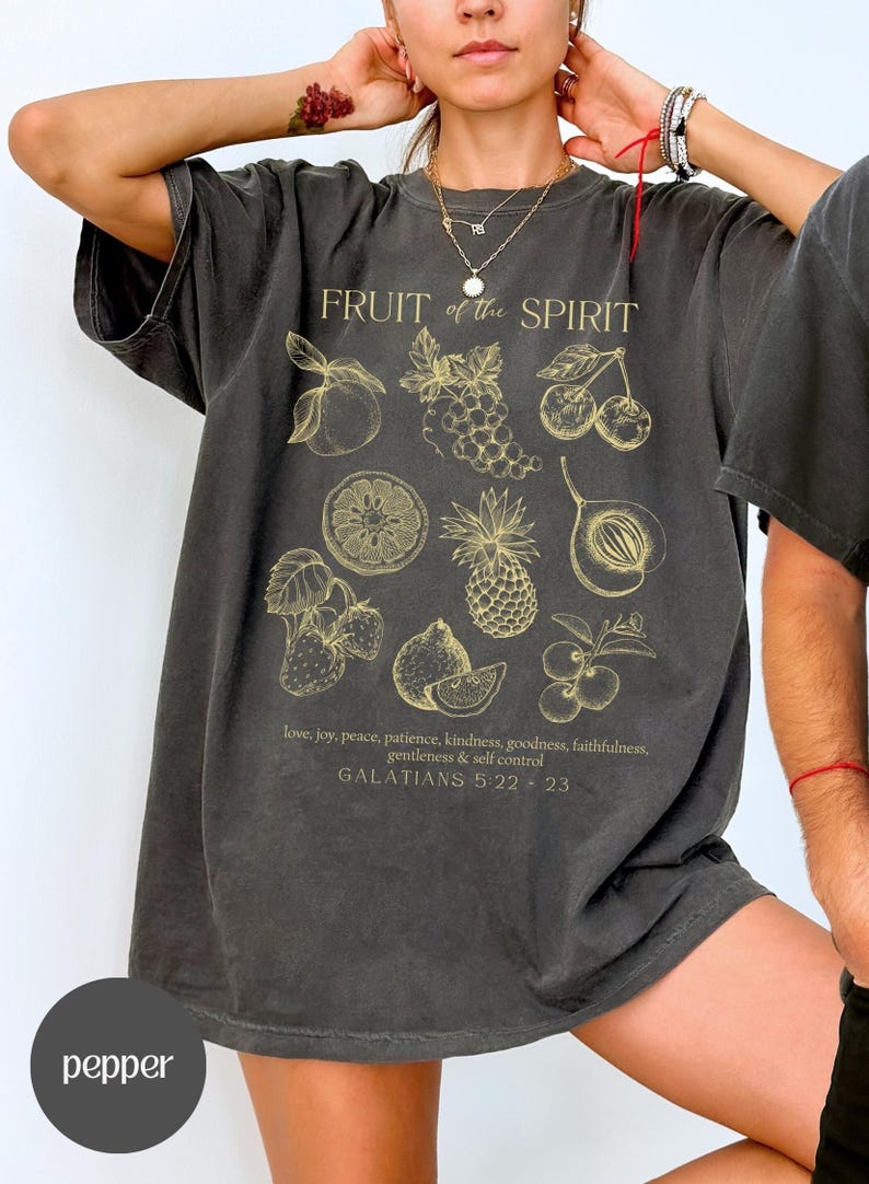Fruit of the Spirit Christian Merch TShirt, Trendy Aesthetic Bible Verse
Shirt, Comfort Colors Oversized Beach Tee, Youth Group Shirts