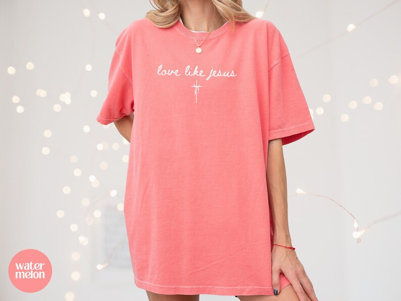 Love Like Jesus Christian Merch Shirt, Coquette Faith Apparel, Comfort
Colors Crewneck, Religious Trendy Oversized Christian Beach Tshirt