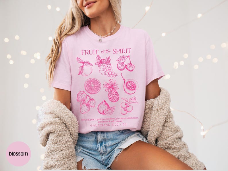Fruit of the Spirit Christian Merch TShirt, Trendy Aesthetic Bible Verse
Shirt, Comfort Colors Oversized Beach Tee, Youth Group Shirts
