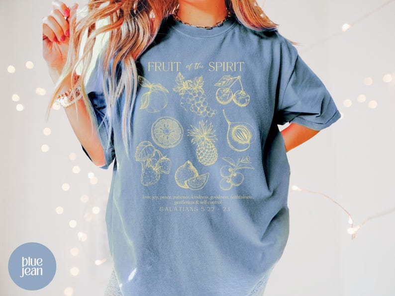 Fruit of the Spirit Christian Merch TShirt, Trendy Aesthetic Bible Verse
Shirt, Comfort Colors Oversized Beach Tee, Youth Group Shirts