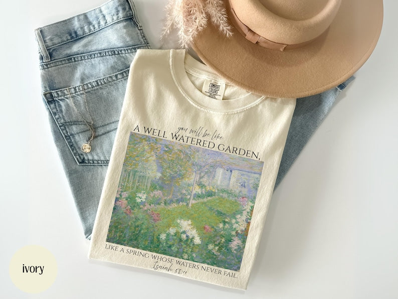 Gardening Bible Verse Christian Tshirt, Vintage Aesthetic Religious Woman
Gift, Summer Garden Shirt Women's Faith Apparel Merch, Jesus Tee