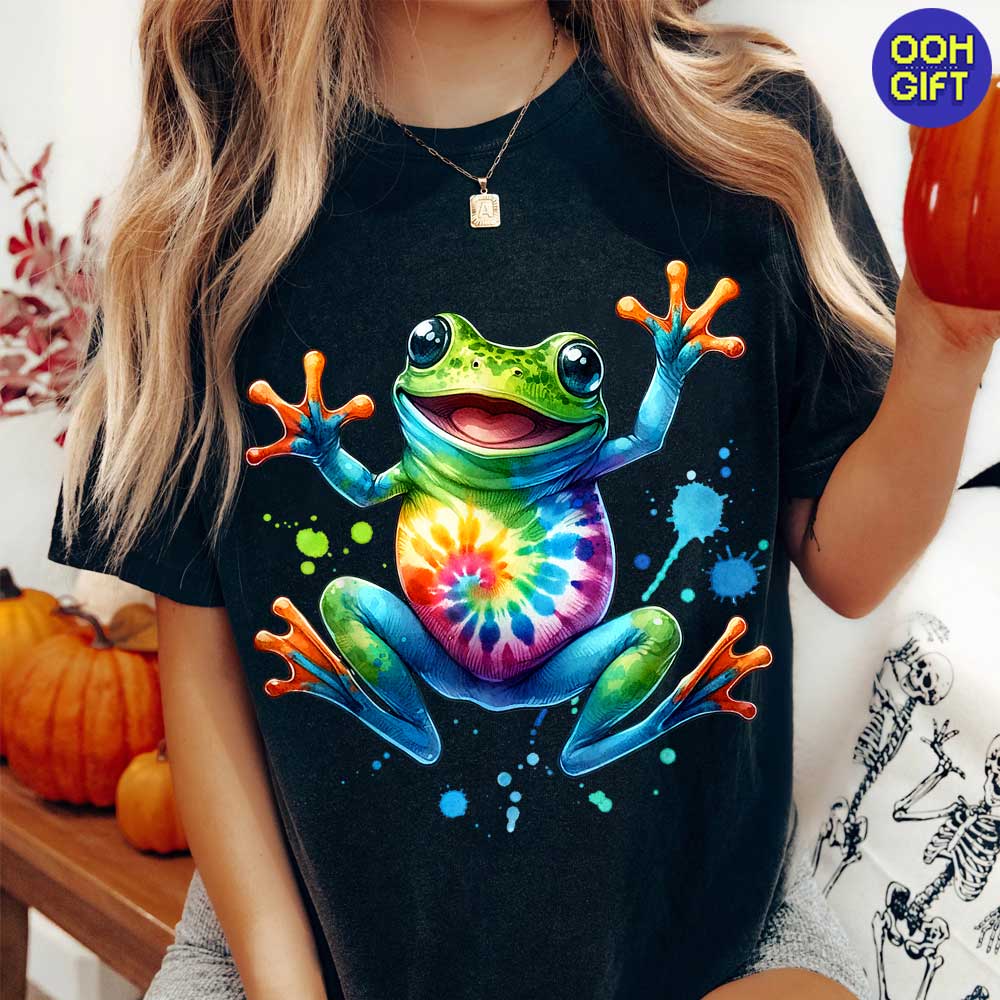 Cool Peace Frog Tie-Dye T-Shirt - Fun & Groovy Tee for Boys and Girls