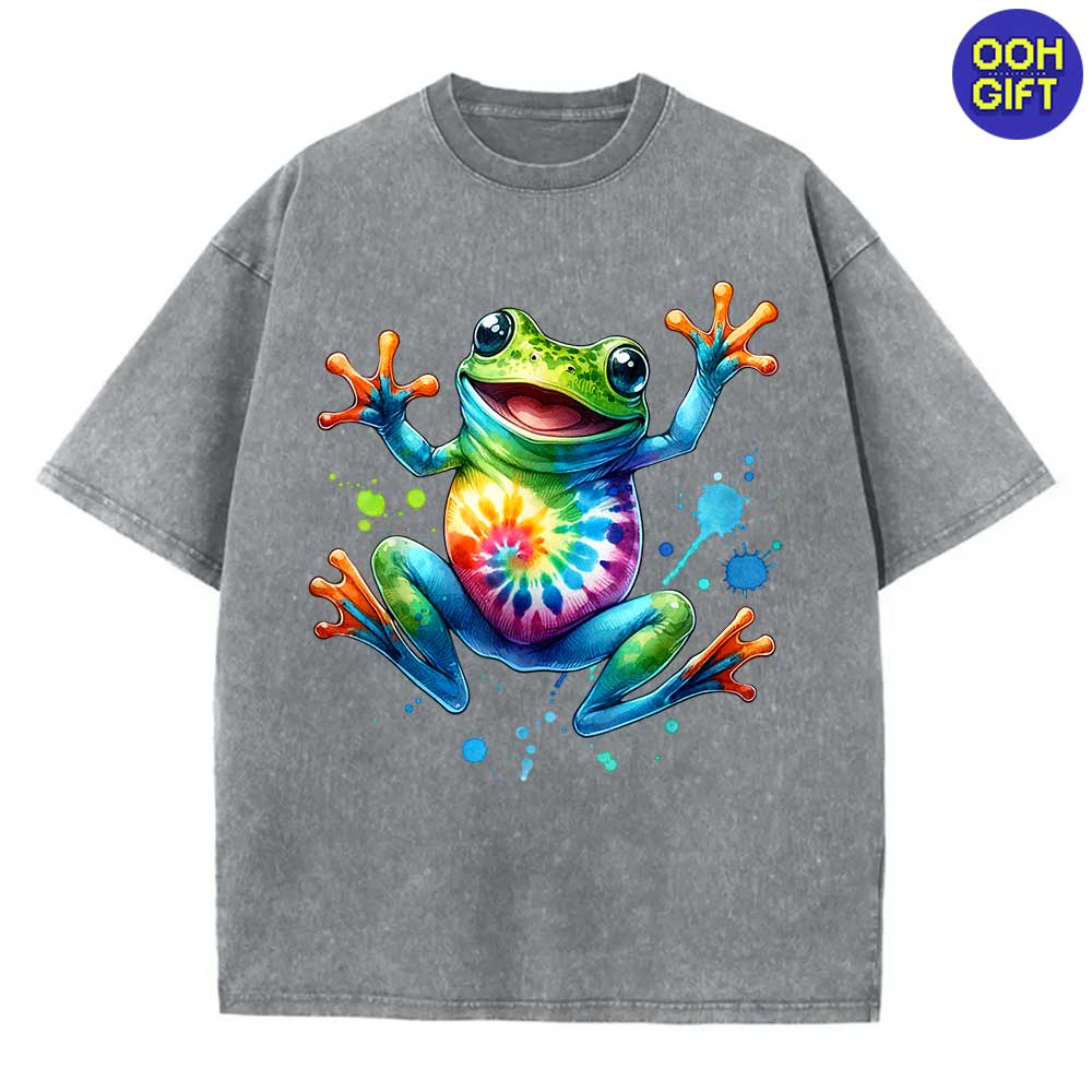 Cool Peace Frog Tie-Dye T-Shirt - Fun & Groovy Tee for Boys and Girls