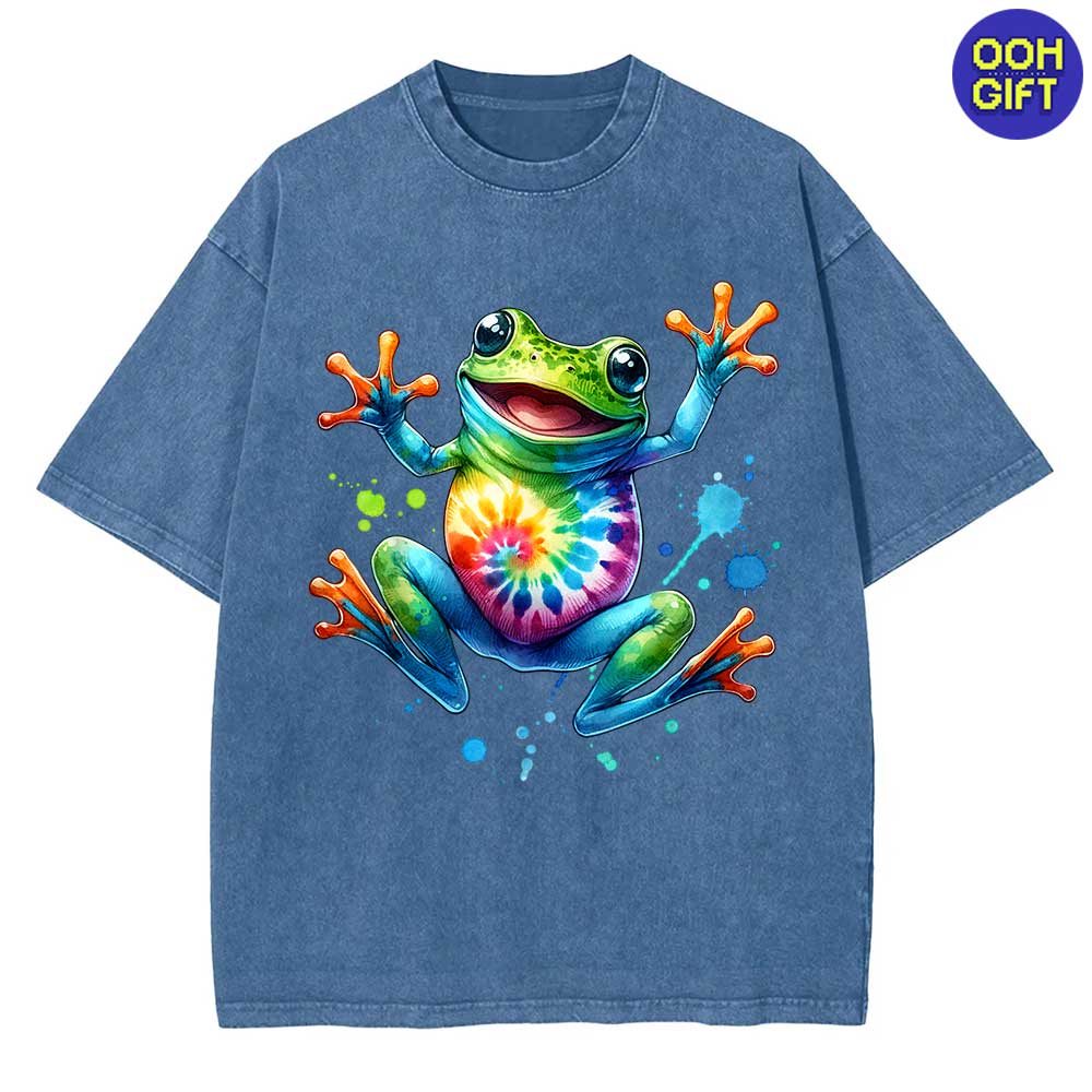 Cool Peace Frog Tie-Dye T-Shirt - Fun & Groovy Tee for Boys and Girls