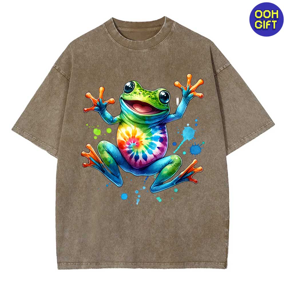 Cool Peace Frog Tie-Dye T-Shirt - Fun & Groovy Tee for Boys and Girls