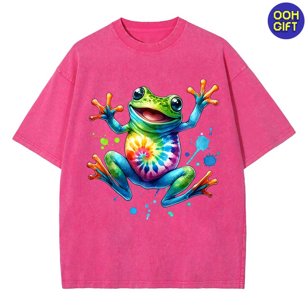 Cool Peace Frog Tie-Dye T-Shirt - Fun & Groovy Tee for Boys and Girls