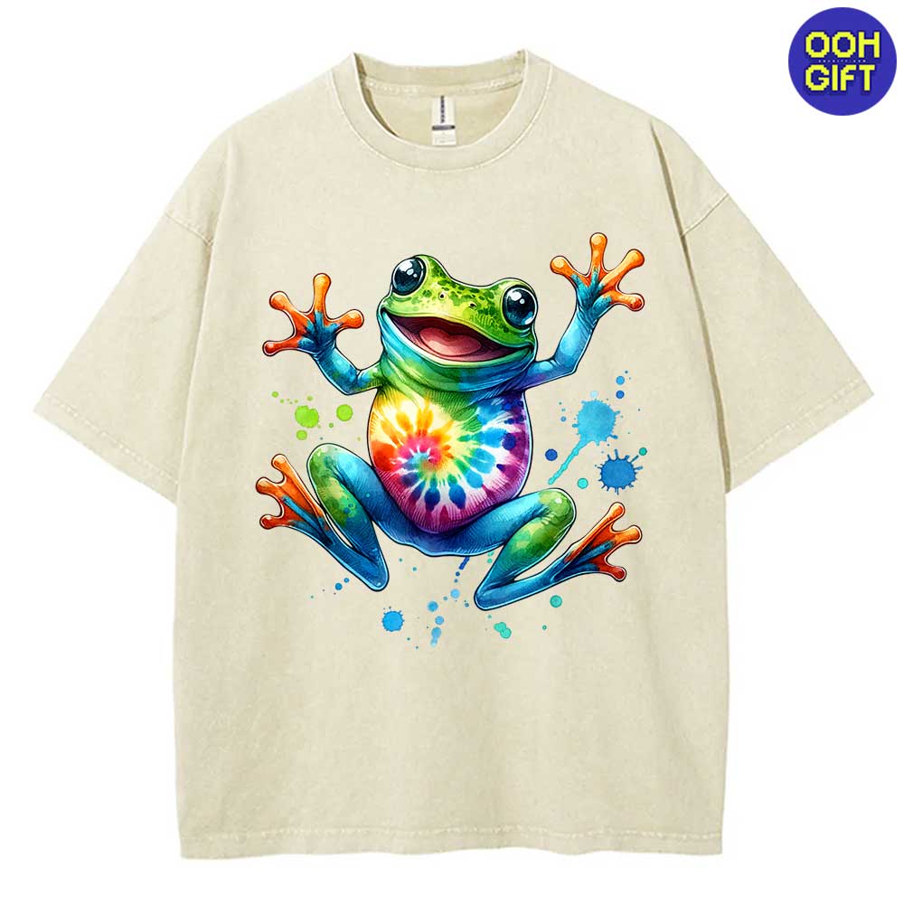 Cool Peace Frog Tie-Dye T-Shirt - Fun & Groovy Tee for Boys and Girls