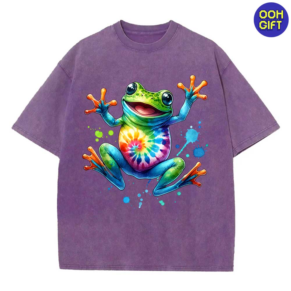 Cool Peace Frog Tie-Dye T-Shirt - Fun & Groovy Tee for Boys and Girls