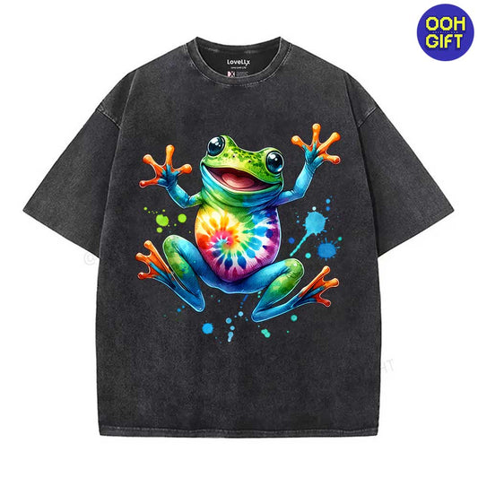 Cool Peace Frog Tie-Dye T-Shirt - Fun & Groovy Tee for Boys and Girls