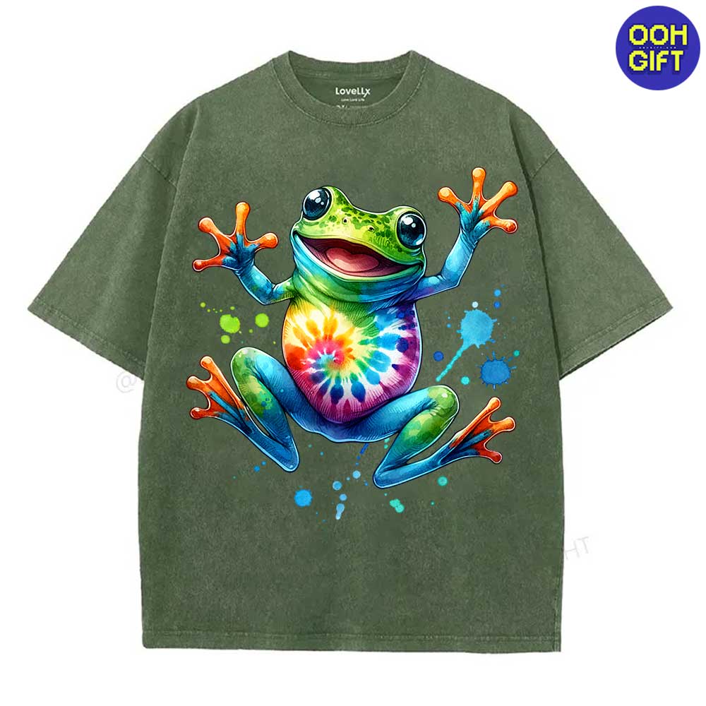 Cool Peace Frog Tie-Dye T-Shirt - Fun & Groovy Tee for Boys and Girls