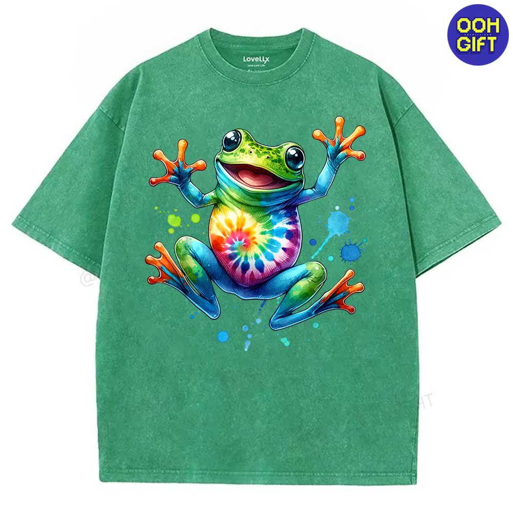 Cool Peace Frog Tie-Dye T-Shirt - Fun & Groovy Tee for Boys and Girls