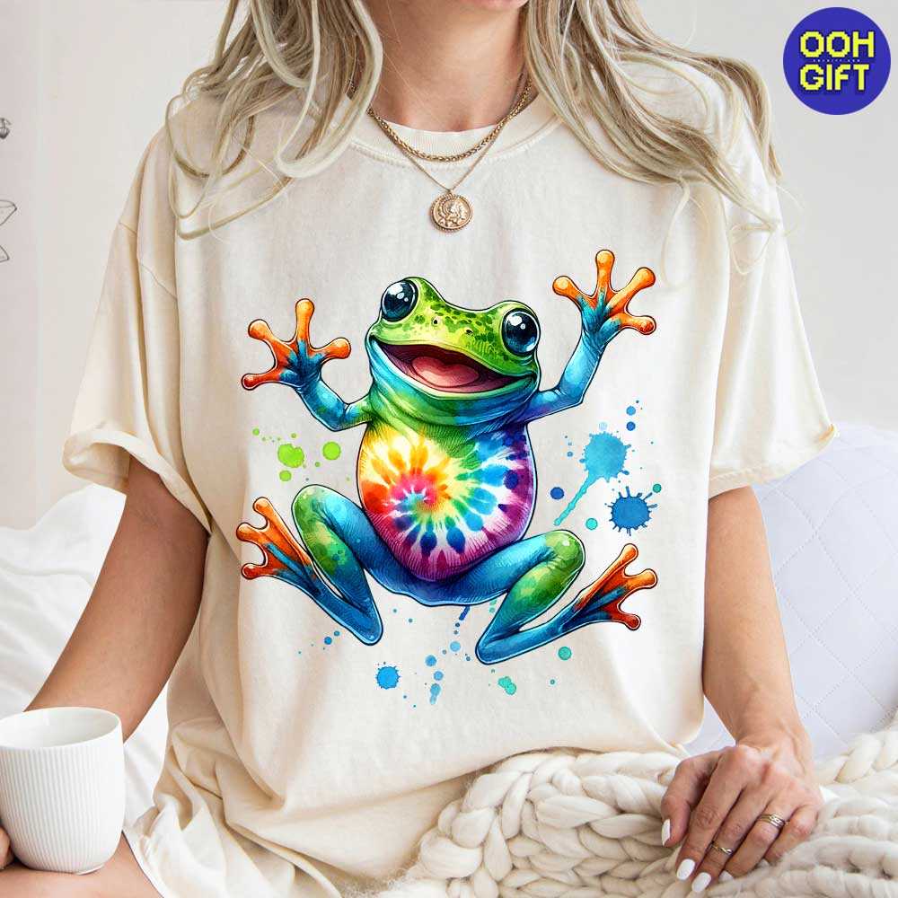 Cool Peace Frog Tie-Dye T-Shirt - Fun & Groovy Tee for Boys and Girls