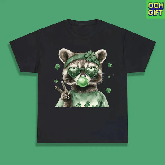 Funny Raccoon St. Patrick’s Day T-Shirt – Retro Coquette Lucky Tee