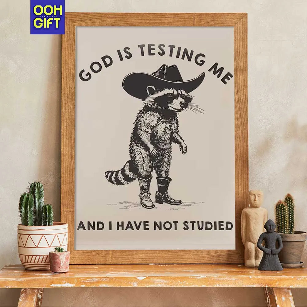 Funny Sarcastic Cowboy Raccoon Print | Humorous Sarcastic Quote Art Print - Ooh-Gift