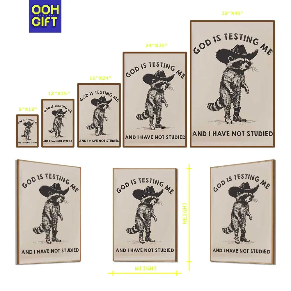 Funny Sarcastic Cowboy Raccoon Print | Humorous Sarcastic Quote Art Print - Ooh-Gift