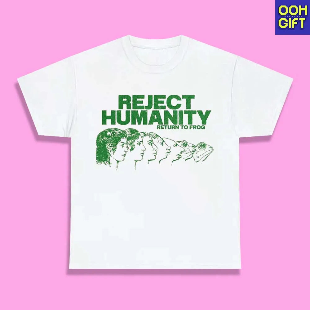 Funny Sarcastic T-Shirts  Reject Humanity Frog Graphic Tee  Humorous Sarcastic Shirt