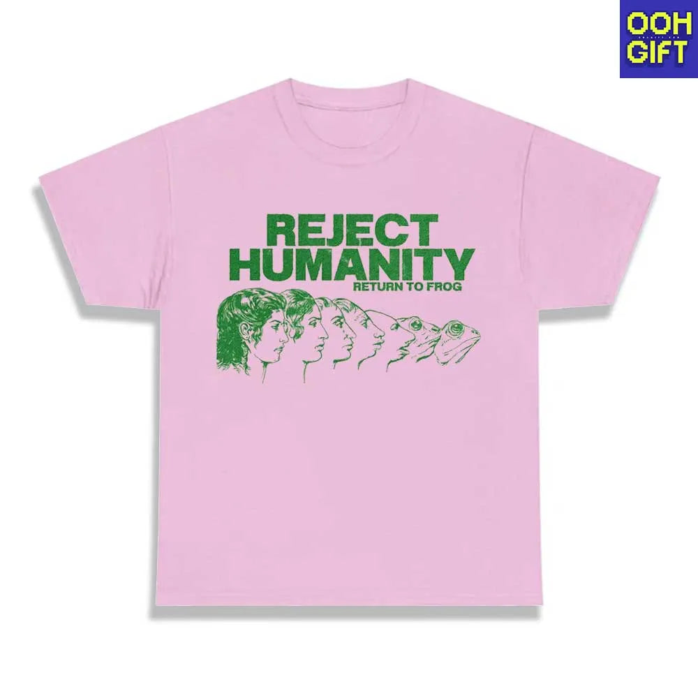 Funny Sarcastic T-Shirts  Reject Humanity Frog Graphic Tee  Humorous Sarcastic Shirt