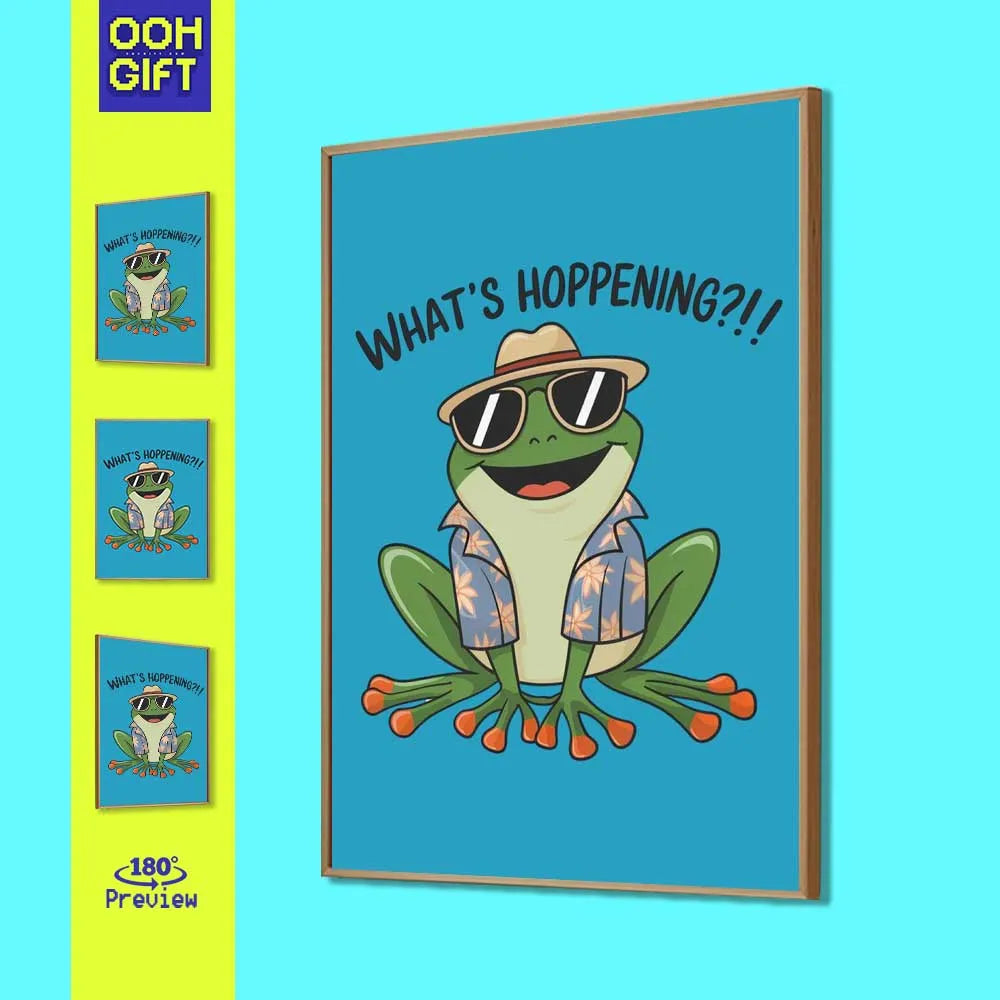 Funny Sarcastic Frog Poster | Humorous Sarcastic "What's Hoppening" Pun Design - Ooh-Gift