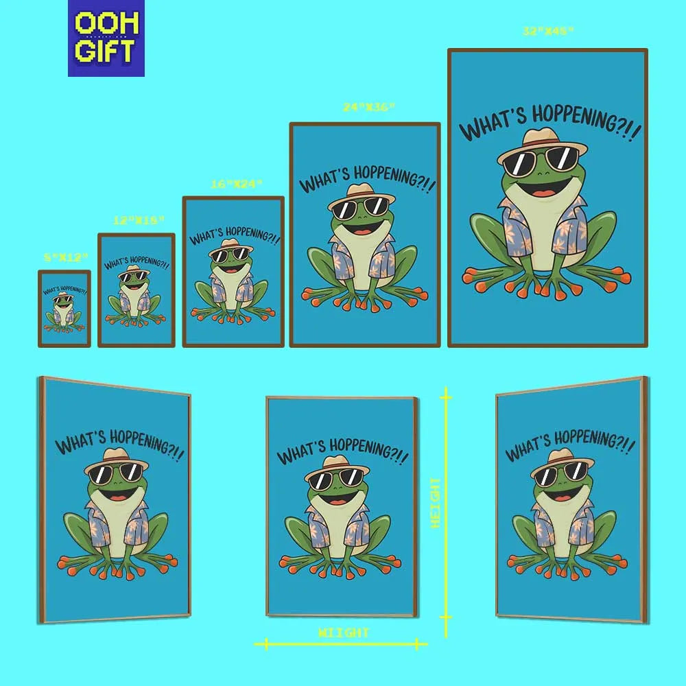 Funny Sarcastic Frog Poster | Humorous Sarcastic "What's Hoppening" Pun Design - Ooh-Gift