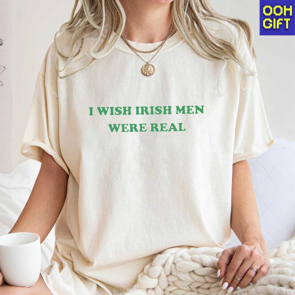 I Wish Irish Men Were Real Baby Tee – Funny Y2K St. Patrick’s Day Shirt - Ooh-Gift