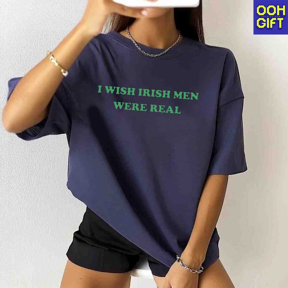 I Wish Irish Men Were Real Baby Tee – Funny Y2K St. Patrick’s Day Shirt - Ooh-Gift