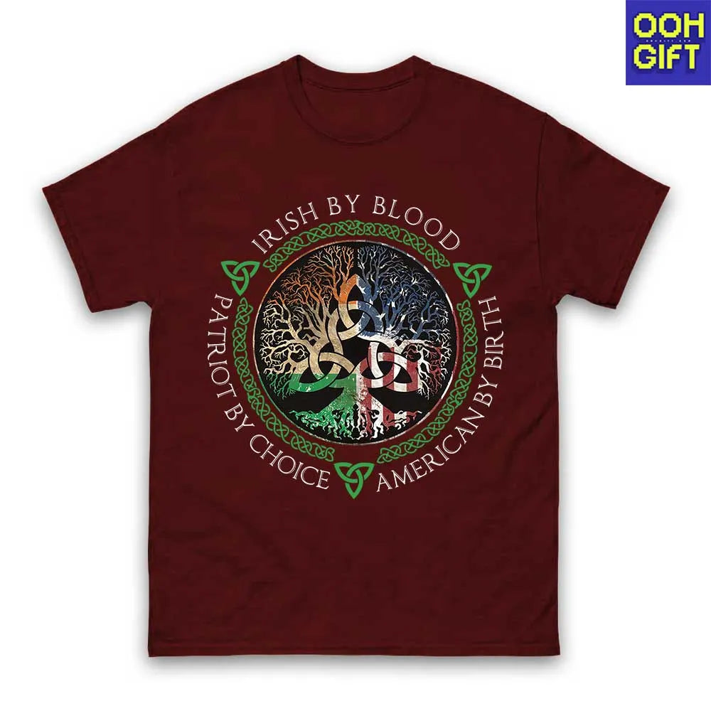 Irish by Blood, American by Birth T-Shirt – Celtic Heritage & Patriot Pride Tee for St. Patrick’s Day - Ooh-Gift