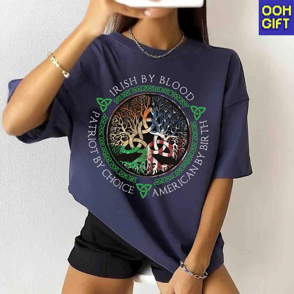 Irish by Blood, American by Birth T-Shirt – Celtic Heritage & Patriot Pride Tee for St. Patrick’s Day - Ooh-Gift