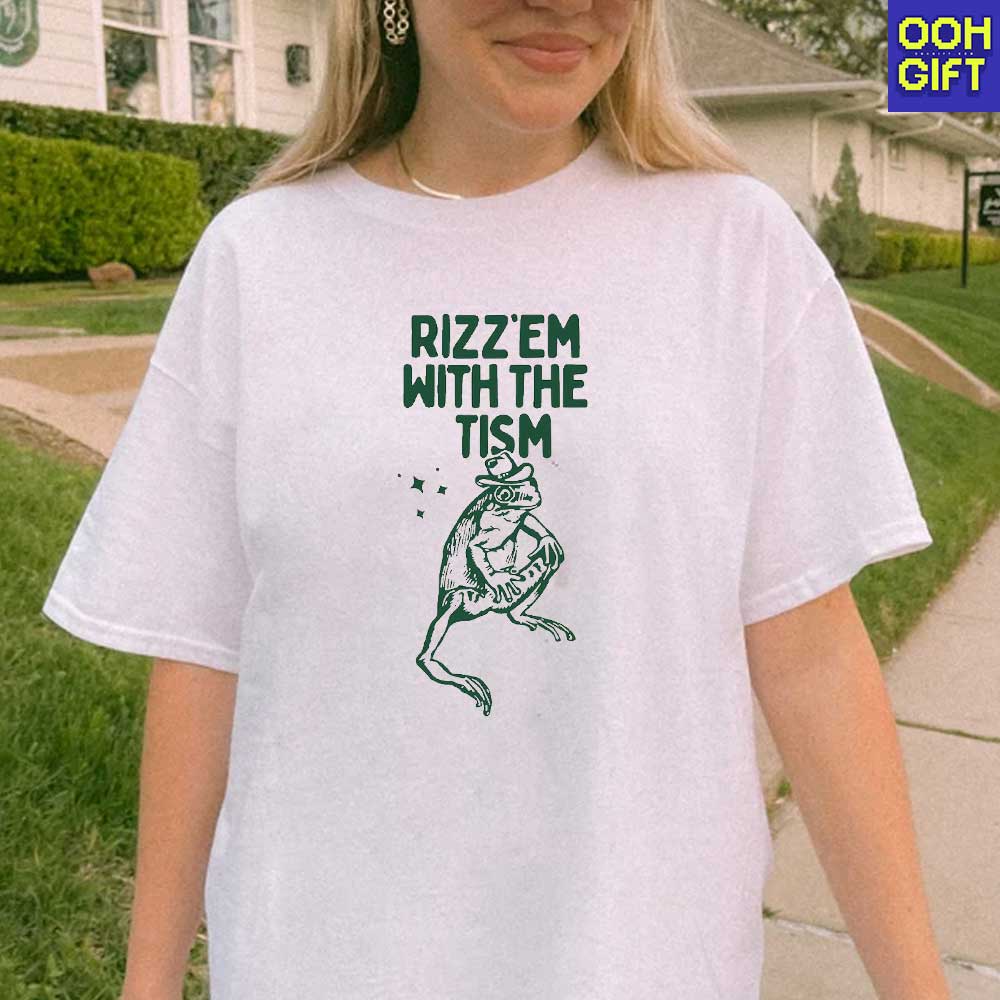 Rizz Em With The Tism Funny Shirt | Funny Animal Graphic T-Shirt | Autism Awareness Tee