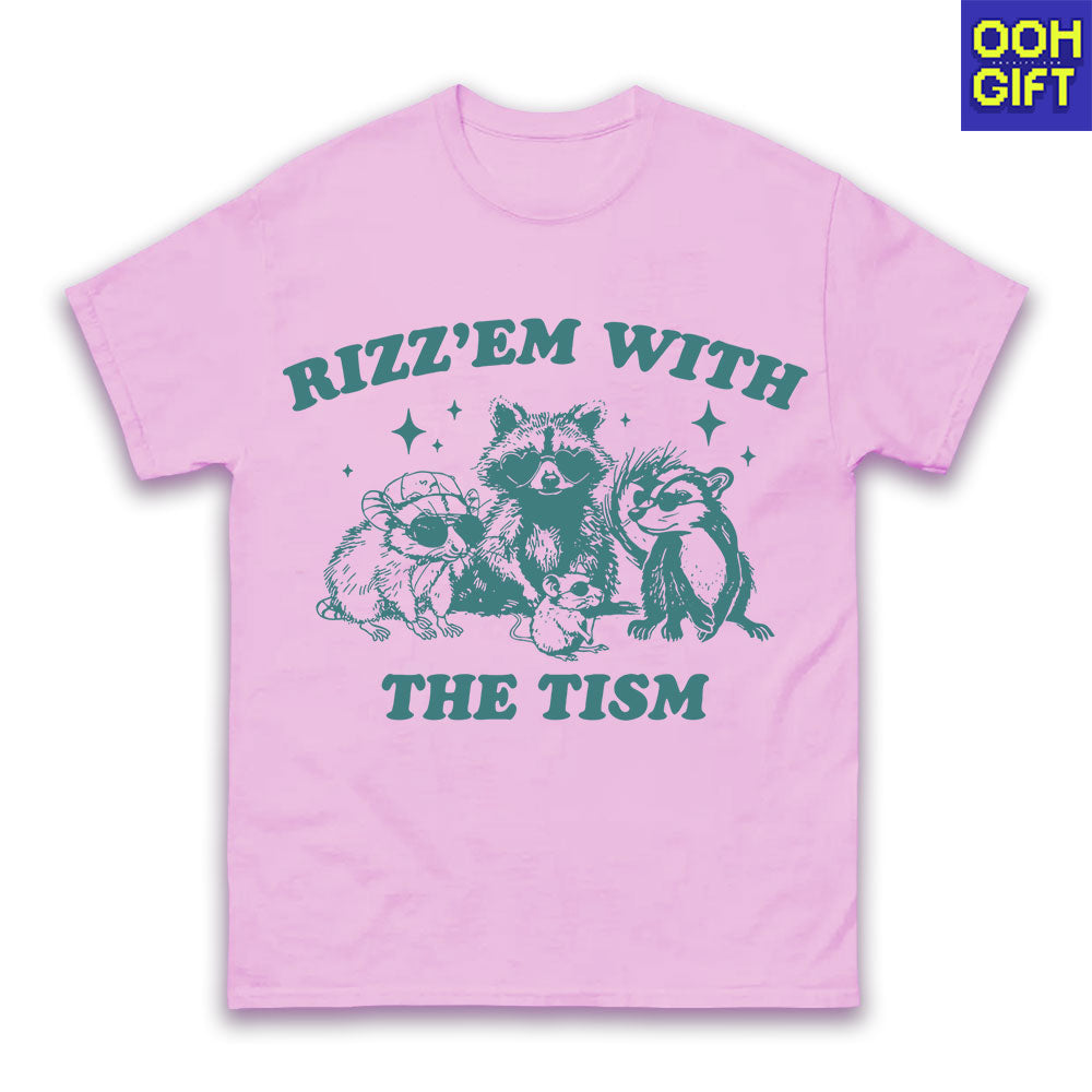 Rizz Em With The Tism Shirt | Funny Raccoon Meme Tee - Autism Awareness