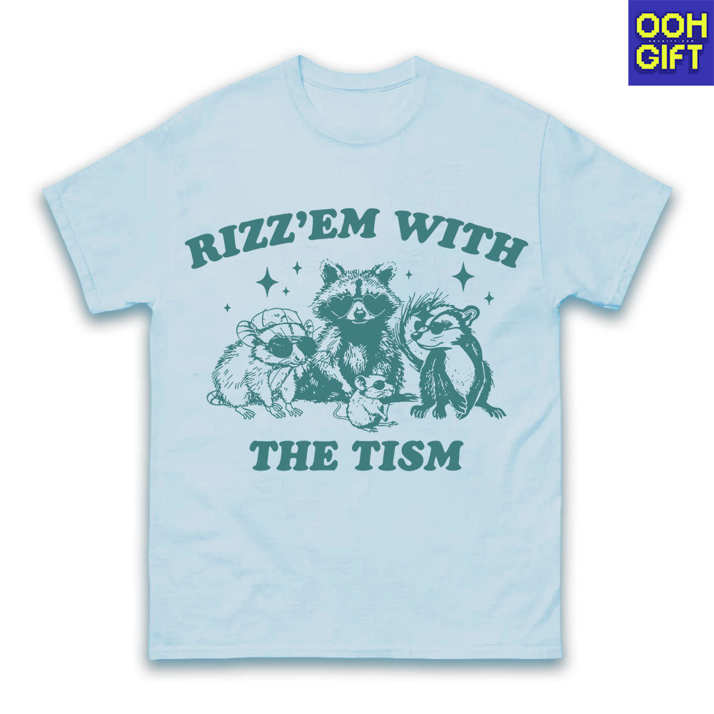 Rizz Em With The Tism Shirt | Funny Raccoon Meme Tee - Autism Awareness