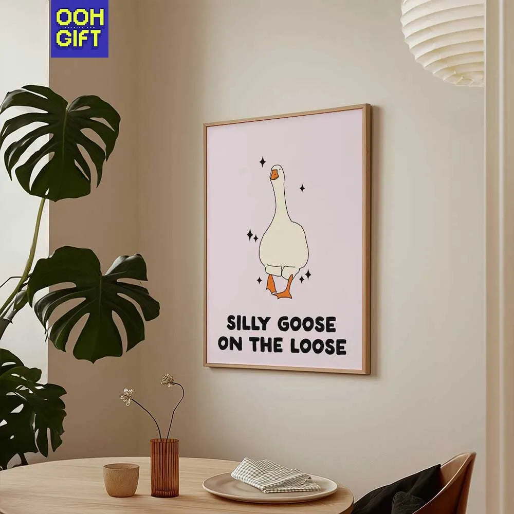 Silly Goose on the Loose Art Print | Funny Goose Poster | Sarcastic Wall Decor - Ooh-Gift