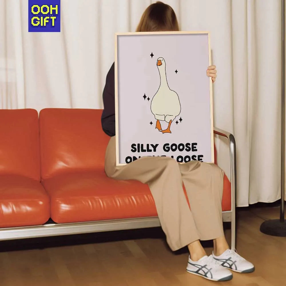 Silly Goose on the Loose Art Print | Funny Goose Poster | Sarcastic Wall Decor - Ooh-Gift