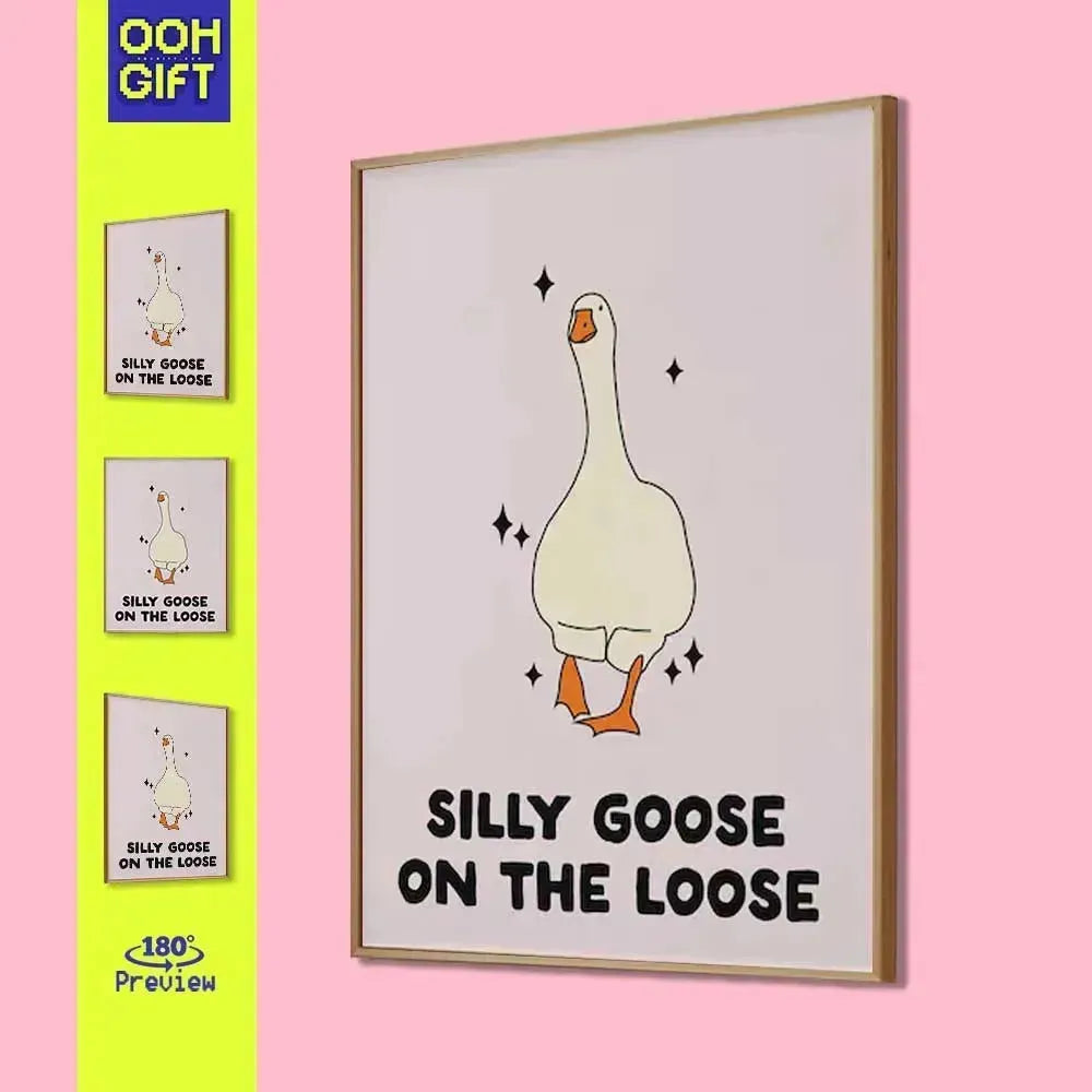 Silly Goose on the Loose Art Print | Funny Goose Poster | Sarcastic Wall Decor - Ooh-Gift