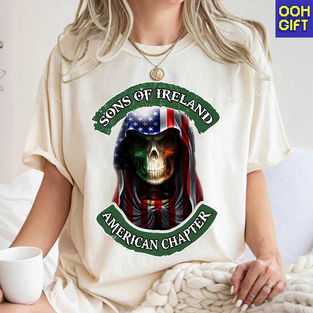 Sons of Ireland American Chapter T-Shirt – Irish American Patriotic Skull Tee - Ooh-Gift