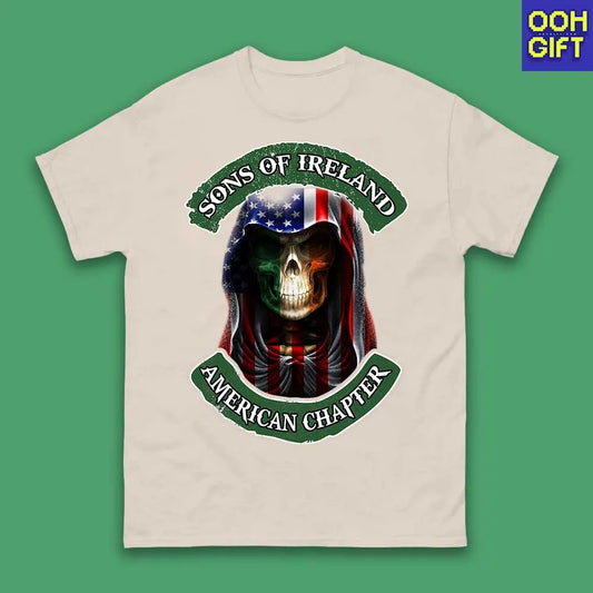 Sons of Ireland American Chapter T-Shirt – Irish American Patriotic Skull Tee - Ooh-Gift