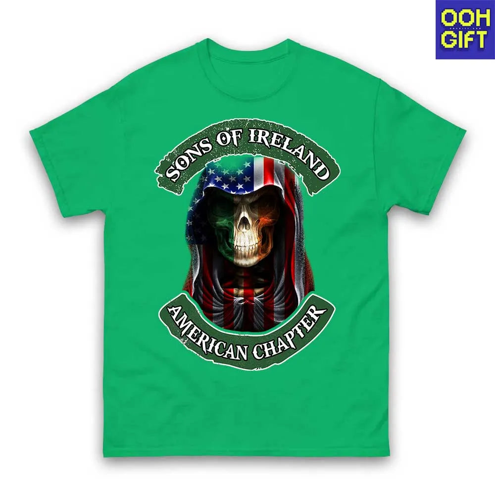 Sons of Ireland American Chapter T-Shirt – Irish American Patriotic Skull Tee - Ooh-Gift