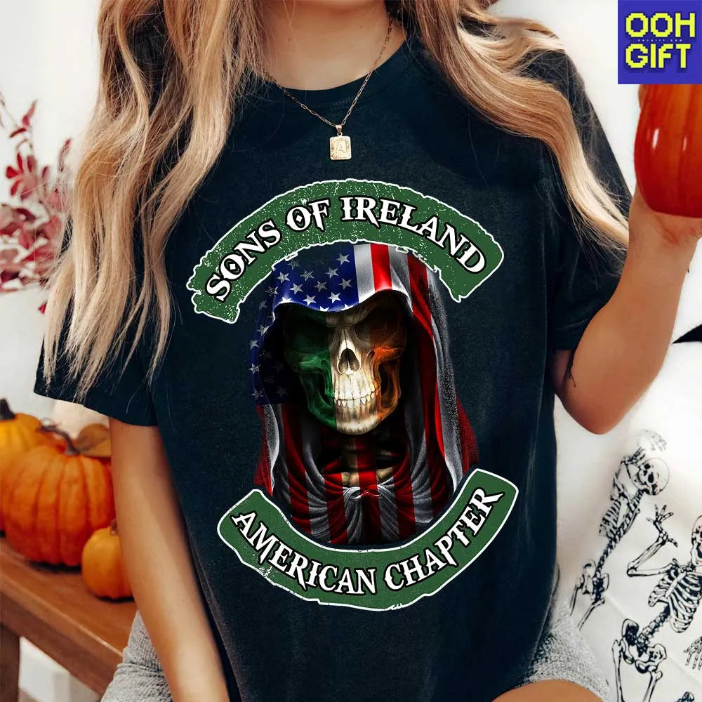 Sons of Ireland American Chapter T-Shirt – Irish American Patriotic Skull Tee - Ooh-Gift