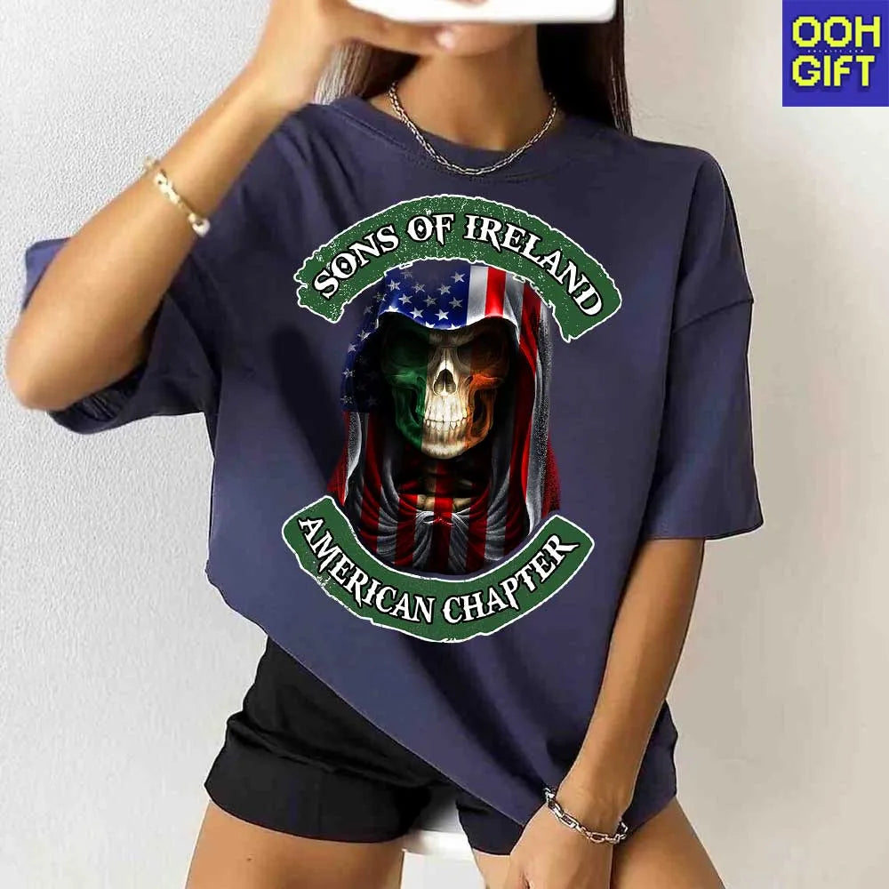 Sons of Ireland American Chapter T-Shirt – Irish American Patriotic Skull Tee - Ooh-Gift