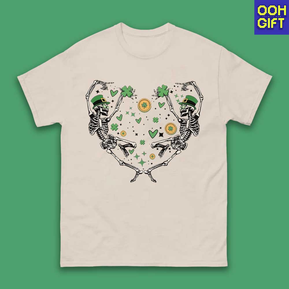 St Patrick's Day Dancing Skeleton T-shirt – Funny & Trendy Irish Skeleton Tee - Ooh-Gift