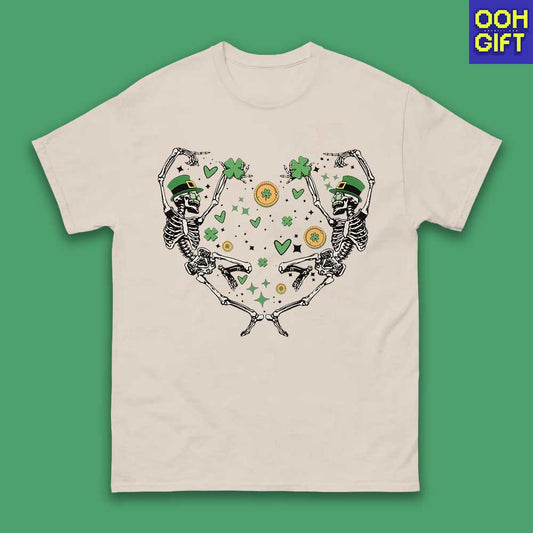 St Patrick's Day Dancing Skeleton T-shirt – Funny & Trendy Irish Skeleton Tee - Ooh-Gift