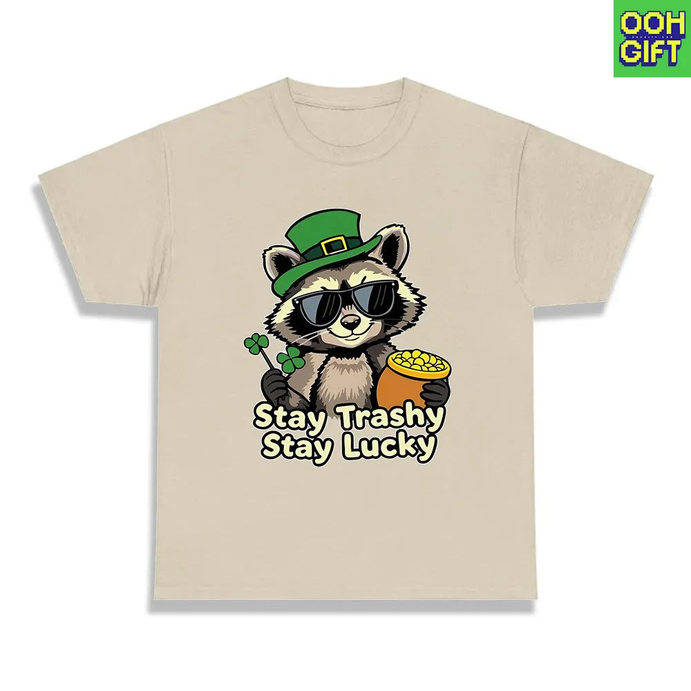 Stay Trashy Stay Lucky Shirts – Funny St. Patrick’s Day Raccoon & Shamrock Tee