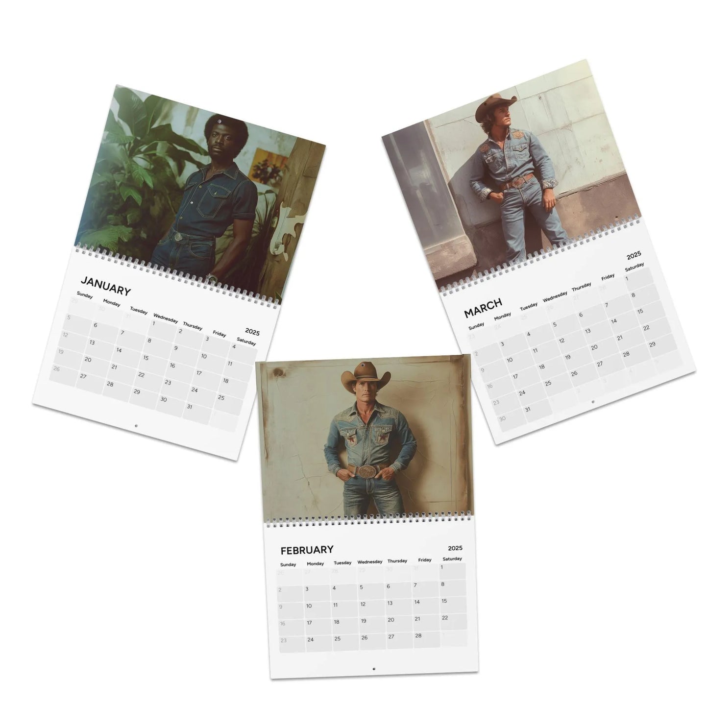 Funny Calendar 2025 | Men in Double Denim | Weird & Humorous Wall Art - Ooh-Gift