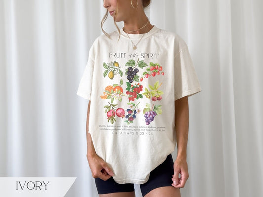 Fruit of the Spirit Christian Tshirt, Vintage Aesthetic Bible Verse Shirt, 
Retro Fruit Art, Jesus Faith Apparel, Summer Garden Gift Idea