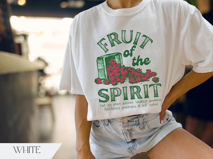 Fruit of The Spirit Christian Shirt, Retro Strawberry Graphic Tee, Trendy 
Faith Apparel Summer Shirt, Aesthetic Bible Verse Tshirt Gift