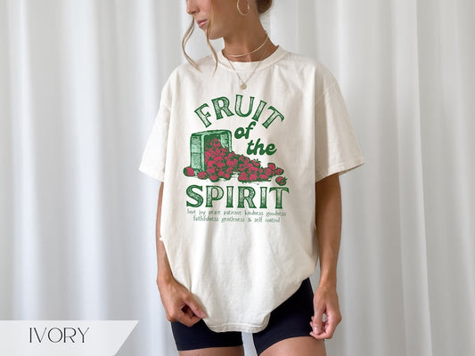 Fruit of The Spirit Christian Shirt, Retro Strawberry Graphic Tee, Trendy 
Faith Apparel Summer Shirt, Aesthetic Bible Verse Tshirt Gift