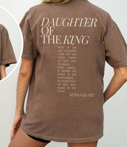 Daughter of the King Christian Merch, Bible Verse Tshirt, Back Print Jesus 
Is King Graphic Tee, Women's Faith Apparel Gift, Love Like Jesus