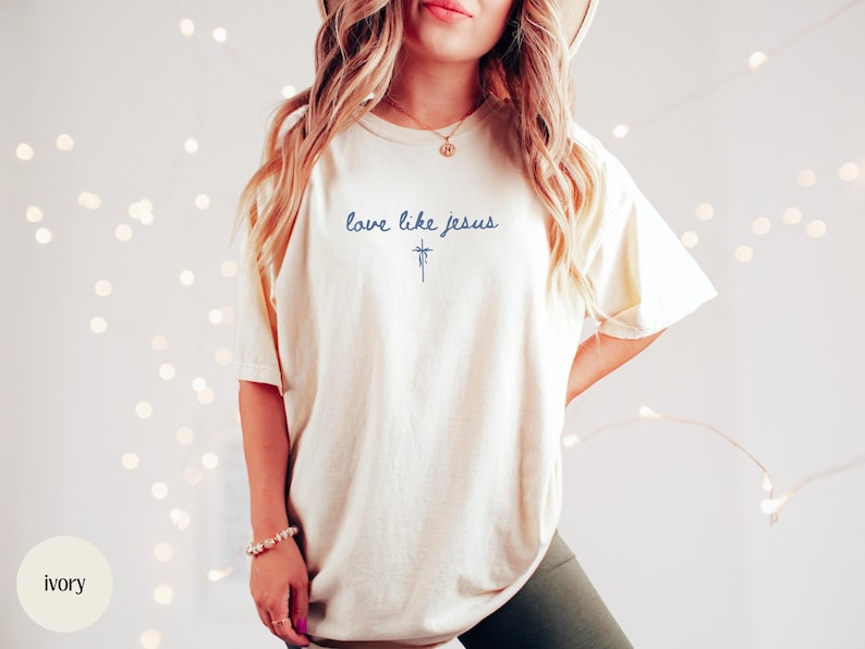 Love Like Jesus Christian Merch Shirt, Coquette Faith Apparel, Comfort 
Colors Crewneck, Religious Trendy Oversized Christian Beach Tshirt