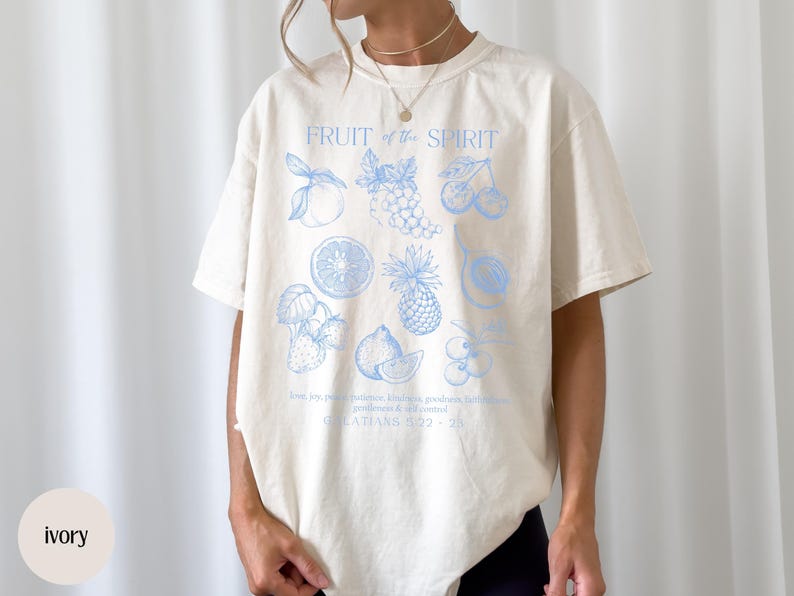 Fruit of the Spirit Christian Merch TShirt, Trendy Aesthetic Bible Verse 
Shirt, Comfort Colors Oversized Beach Tee, Youth Group Shirts