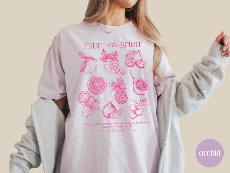 Fruit of the Spirit Christian Merch TShirt, Trendy Aesthetic Bible Verse 
Shirt, Comfort Colors Oversized Beach Tee, Youth Group Shirts